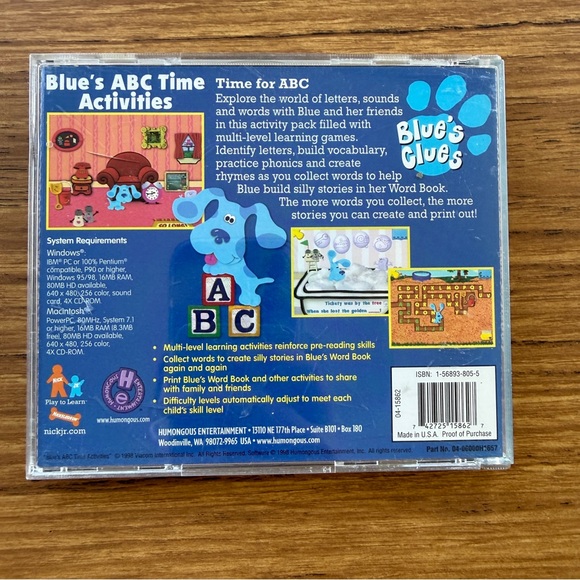 Vintage Blue’s Clues ABC Time Activities CD-ROM 1998 - Picture 7 of 7
